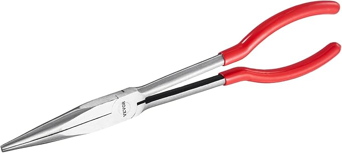 VEVOR 5-Piece Needle Nose Pliers, 11 in Long Needle Nose Pliers Set, Diagonal Cutting Pliers, 45째/ 90째 Bent Nose Plier, Round Nose Plier, Long Nose Plier, Professional Pliers Set with Storage Bag