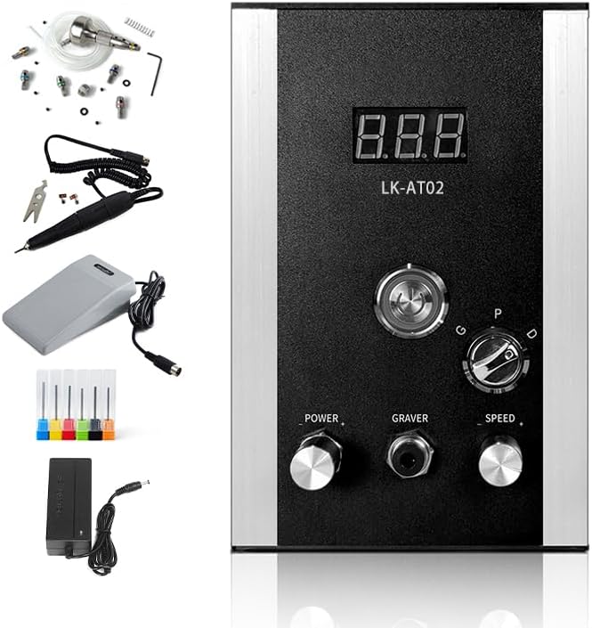 Lakimi Air-Free Pneumatic Impact Engraving Machine + 5 Inch Engraving Block with 71PCS Set Engraving Tool
