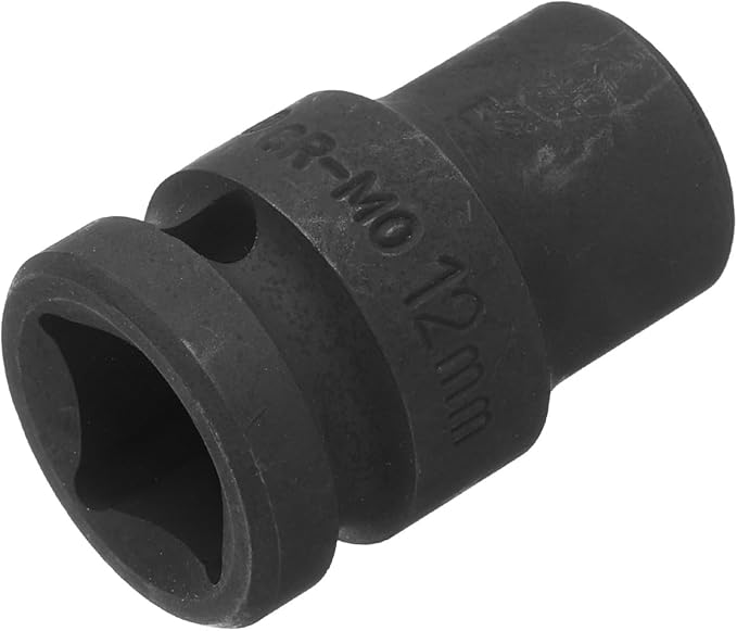 uxcell 1/2" Drive x 12mm Shallow Impact Socket 12-Point Metric CR-MO Steel Nut Impact Grade Socket for Auto Repair