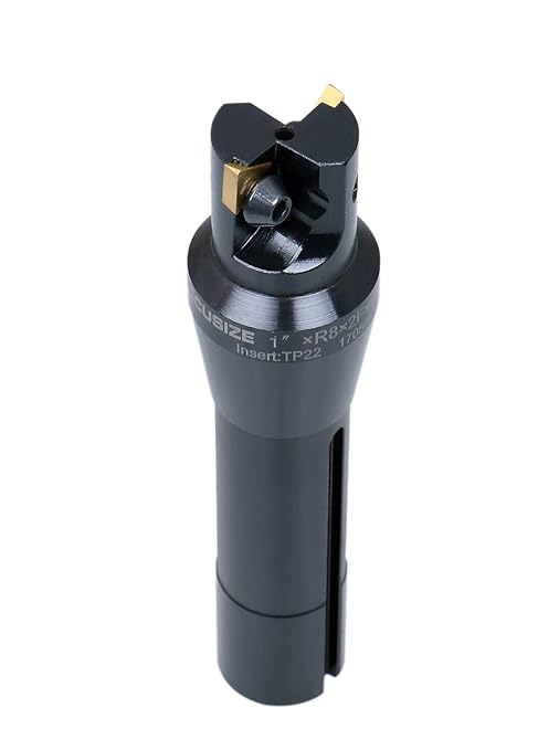 Accusize Industrial Tools 1'' Carbide Indexable End Mill, R8 Shank, 2 Flute, with Tpg22 Inserts, 0046-0915