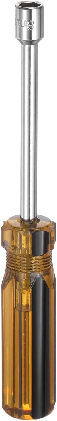 HARFINGTON Metric Hex Nut Screwdriver 8mm Carbon Steel Ergonomic PVC Grip Non-Magnetic Socket Wrench Screwdriver Hand Tool for Automotive Maintenance Home Improvement.
