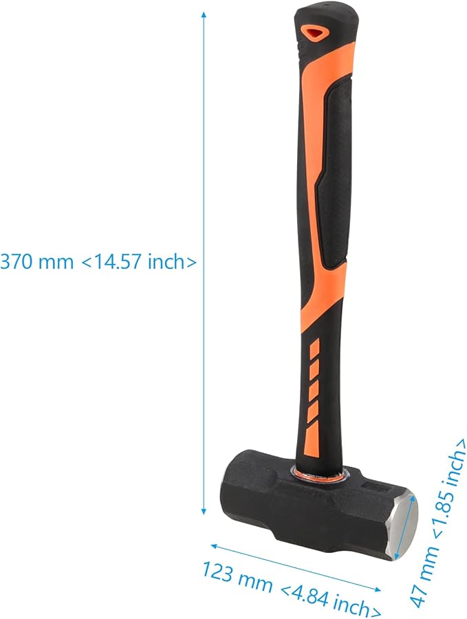 2 Piece 15 Inches 4lb Sledge Hammer,Small Sledge Hammer with Fiberglass Handle, Heavy Duty Slugging Hammer Demolition Hammers, Shock-resistant