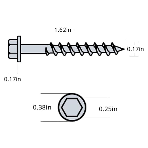 #9 x 1-1/2" Connector Screws Heavy-Duty Joist Hanger Screws, 1/4" Hex Head with 0.37"-Dia, Prem-Galvanized Resists Wear and Corrosion-Resistant, Replace 9112R500 and 10D Nail, 300-Qty