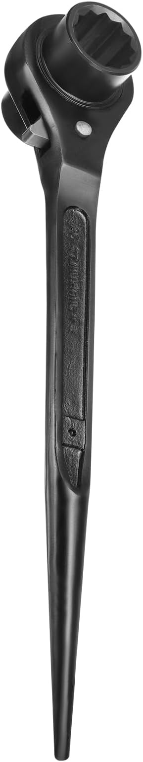HARFINGTON Scaffolding Podger Ratchet Wrench 34mm x 36mm CR-V 12 Point Double Ended Socket Ratcheting Podger Scaffold Spud Spanner Tool for Auto Repair Mechanical Maintenance, Black