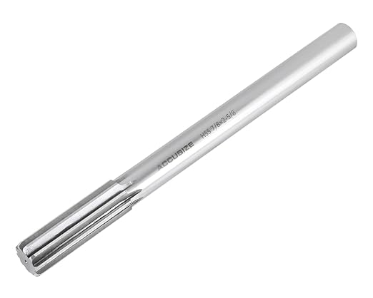 Accusize Industrial Tools 7/8'' H.S.S. Straight Shank Straight Flute Chucking Reamer, Flute Length 2-5/8'', Oal 10'', Right Hand, 8 Flute, 5015-0245