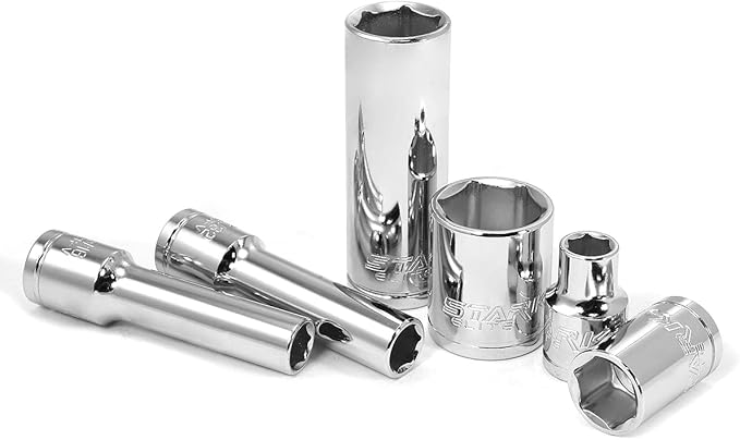 Stark USA 47-Pieces 1/4-Inch and 3/8-Inch Drive Socket Set with 90 Tooth Reversible Ratchet