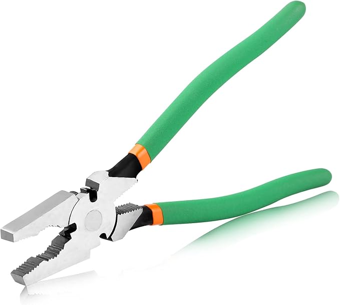 SPEEDWOX 10" Heavy Duty Square Nose Fence Pliers - High-Leverage Multi-purpose Chain Link Fence Tool - Barbed Wire Cutter, Nail Puller