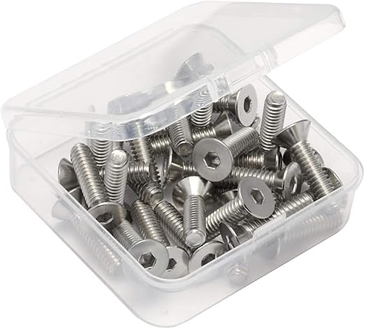 MewuDecor 1/4-20 x 3/8" Flat Head Socket Cap Screws, Allen Socket Drive, Stainless Steel 18-8 (304), Full Thread, Bright Finish, 25 PCS