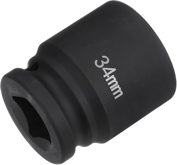 HARFINGTON 6-Point Impact Socket 3/4" Drive 34mm Metric 40Cr Alloy Steel Spindle Axle Nut Impact Socket