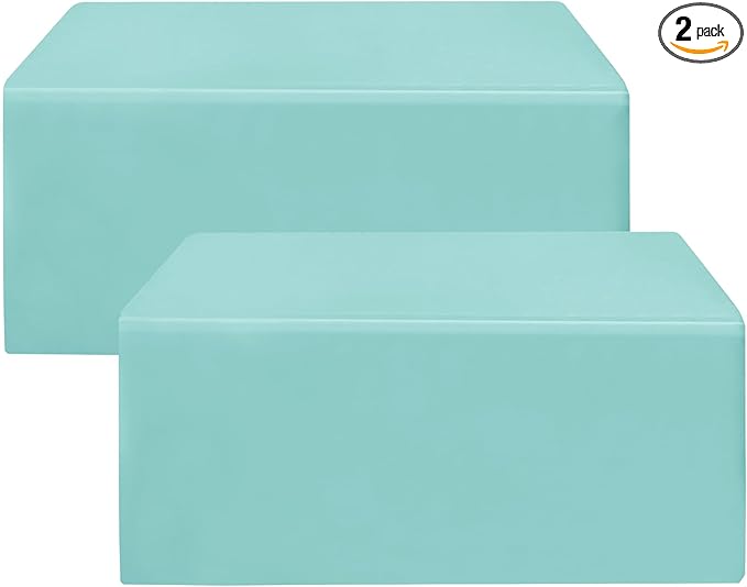 HolidayIdeas Fitted Table Covers - 96 x 30 Inch - 2 Pack Rectangle Tablecloths for 8 Foot Tables, Polyester Fabric Tablecloth for Parties, Holiday Dinner, Trade Show (Aqua)