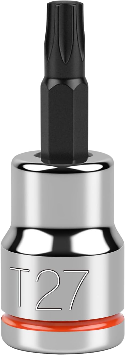 3/8 Inch Drive Torx Bit Socket, T27, Full Polished, Premium CR-V & S2 Alloy Steel Head Made for Auto/Mechanical