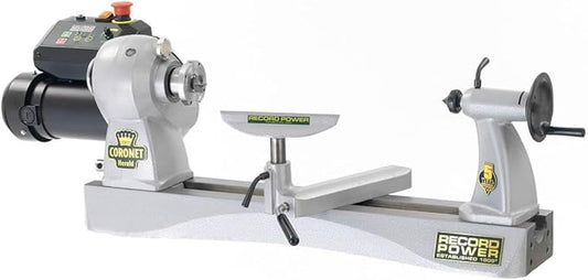 Record Power Coronet Herald Wood Lathe ??Professional Benchtop Lathe with Swivel Head, 1 HP Motor, Variable Speed 95??890 RPM, 1-1/4" Spindle Thread, Compact Design with Heavy-Duty Build