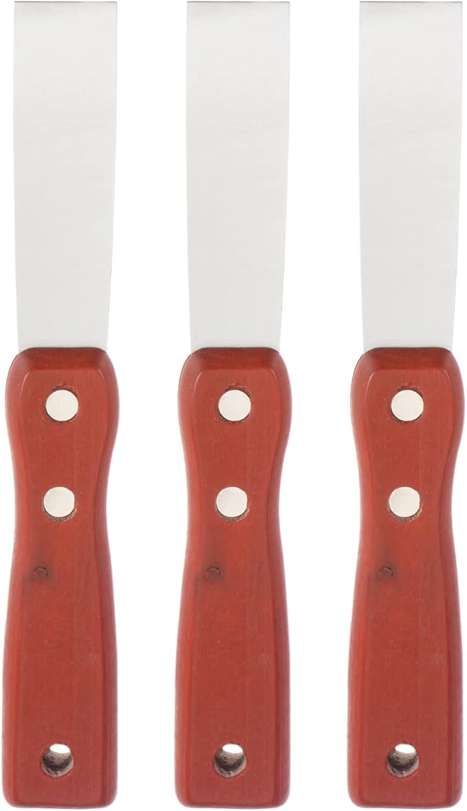 uxcell Putty Scraper 1" Stainless Steel Putty Knives Wooden Handle for Drywall Puttying