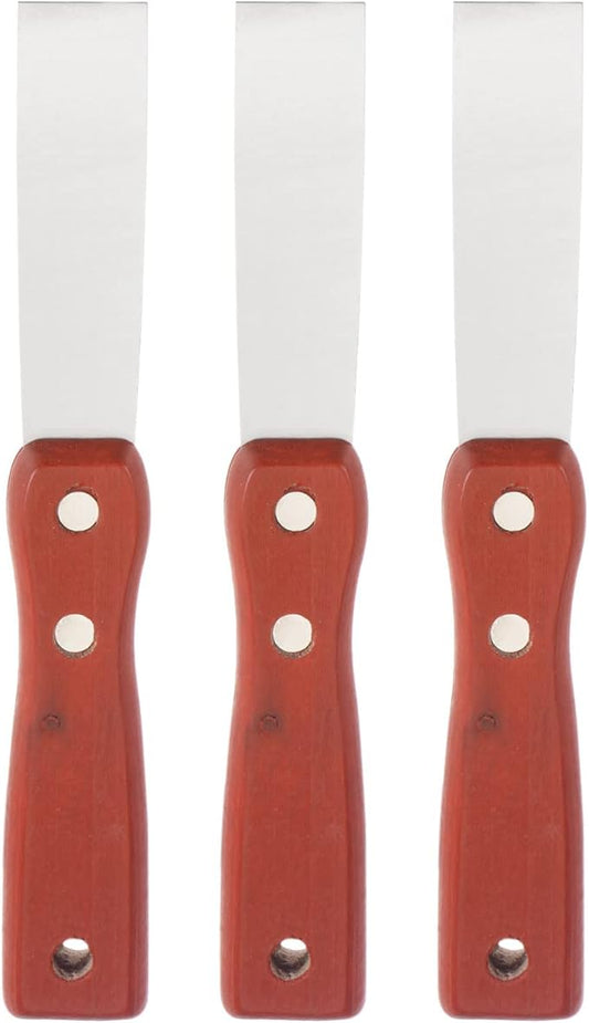 uxcell Putty Scraper 1" Stainless Steel Putty Knives Wooden Handle for Drywall Puttying