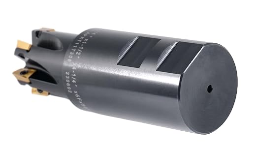 Accusize Industrial Tools 1-1/4'' 90 Deg Square Shoulder Indexable End Mill, 4-1/4'' Overall Length, APKT11T3 Carbide Inserts, 6 Flute, 0056-0923