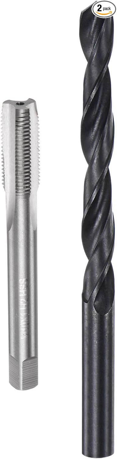 uxcell Metric Tap and Drill Bit Set, M10 x 1 Thread Tap & 9mm Black Oxide Twist Drill Bit, Straight Flute Tap Tapping Threading Repair Tool Kit