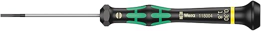 Wera 05118004001 Kraftform Micro 2035 Slotted Electronics Precision Screwdriver, 1.8mm Head, 60mm Blade Length