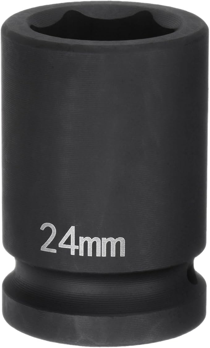 HARFINGTON 6-Point Impact Socket 3/4" Drive 24mm Metric 40Cr Alloy Steel Spindle Axle Nut Impact Socket