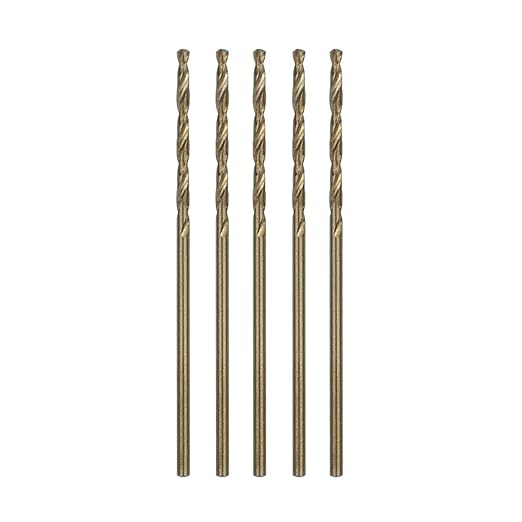 1/16 Inch Cobalt Drill Bit Set - 5pcs M35 Metal Bits With Split Point Tip for Steel, Hard Metal, Cast Iron (1/16" x 1-3/4")