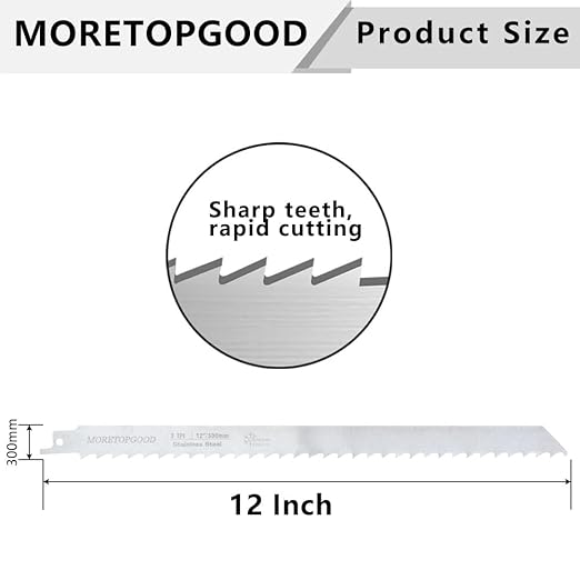 12 Inch Stainless Steel Reciprocating Saw Blades for Frozen Meat Bone Cutting,Food Saw Blades-5 Pack