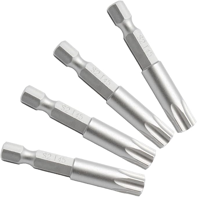 TEMO 25 pc T45 Torx Star Head Screwdriver Bit Set, S2 Steel 6 Point T-45 2 Inch Screwdriver Insert Bits