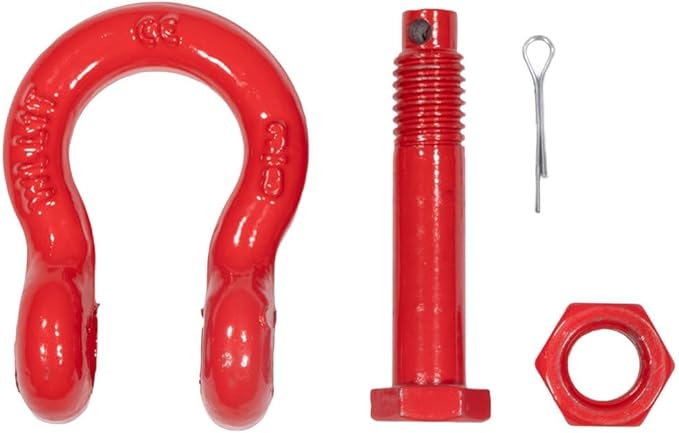 Mytee Products 3/8" Anchor Shackle Forged Carbon Steel w/Safety Screw Pin Load Limit 2,000 lbs, Double Rust Protection Heavy Duty D Ring Bolt Type Shackle for Towing, Rigging & Vehicle Recovery