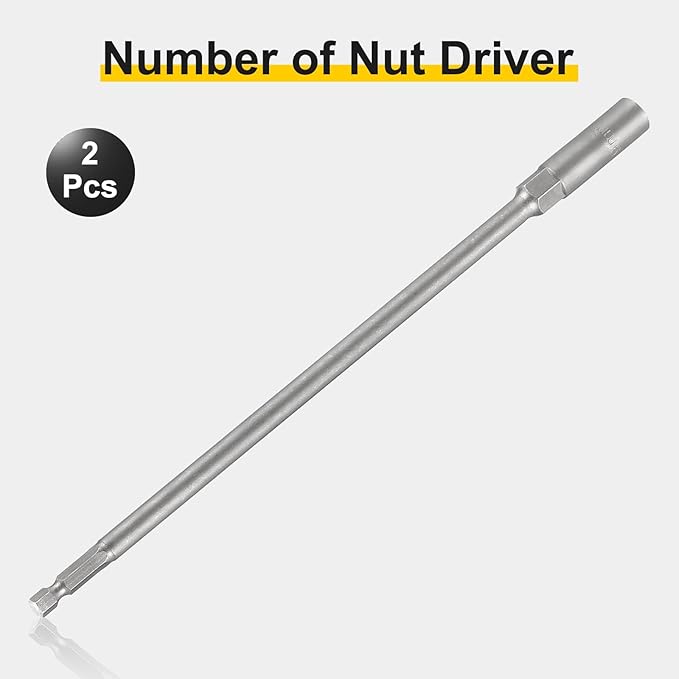 HARFINGTON 2pcs Nut Driver Drill Bit 9mm Metric Socket 1/4" Hex Shank 10" (250mm) Extra Long Magnetic 6-Point Sockets Quick Change 40Cr Steel Bolt Setters for Power Drill Drivers