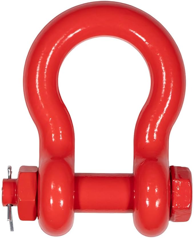 Mytee Products 1-1/8" Anchor Shackle Forged Carbon Steel w/Safety Screw Pin Load Limit 19,000 lbs, Double Rust Protection Heavy Duty D Ring Bolt Type Shackle for Towing, Rigging & Vehicle Recovery
