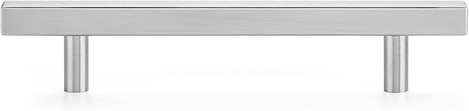 Ravinte 20 Pack 5 Inch Cabinet Pulls Brushed Nickel Sqaure Kitchen Cabinet Handles Silver Cabinet Hardware Stainless Steel Drawer Pulls 7-3/8 Inch Overall Length with Mounting Template