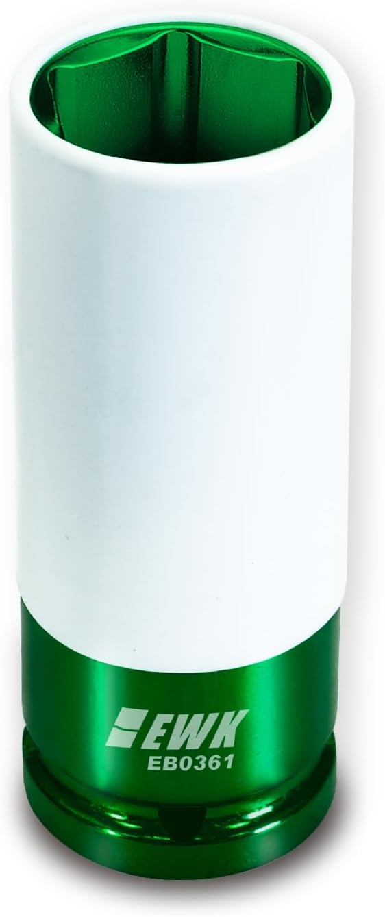 EWK 1/2" Drive 22mm Lug Nut Socket, 22mm Impact Socket, Non-Marring Protective Sleeve Prevents Damage to Custom Rims