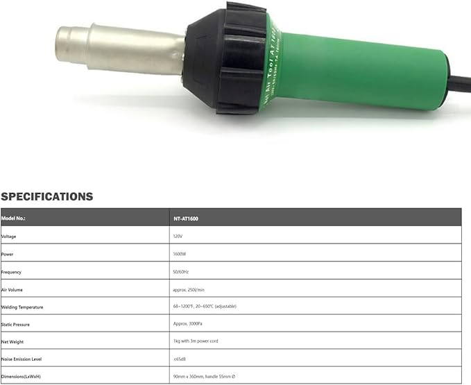 120V Hot Air Welding Gun Flooring Weld Kits Welding System 1600W Welding PVC TPO EPDM Single Ply Roofing Membranes FloorRepair Welding Tools