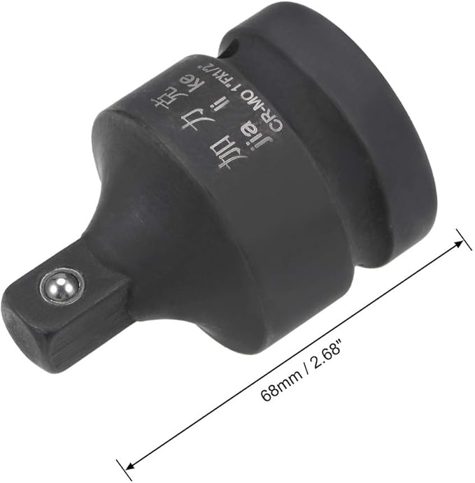 uxcell 1" Drive (Female) x 1/2" (Male) Impact Socket Reducer for Use with Air Impact Drivers, Breaker Bars, Ratchets, CR-MO Steel
