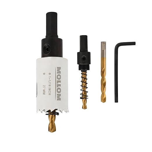 Mollom (27mm | 1-1/16") HSS M42 with 8% Cobalt BI-Metal Hole Saw with 2 Pilot Drill Bits & Arbor Smooth Cutting for PVC,Drywall,Wood,Plastic,Gypsum Board,Rubber