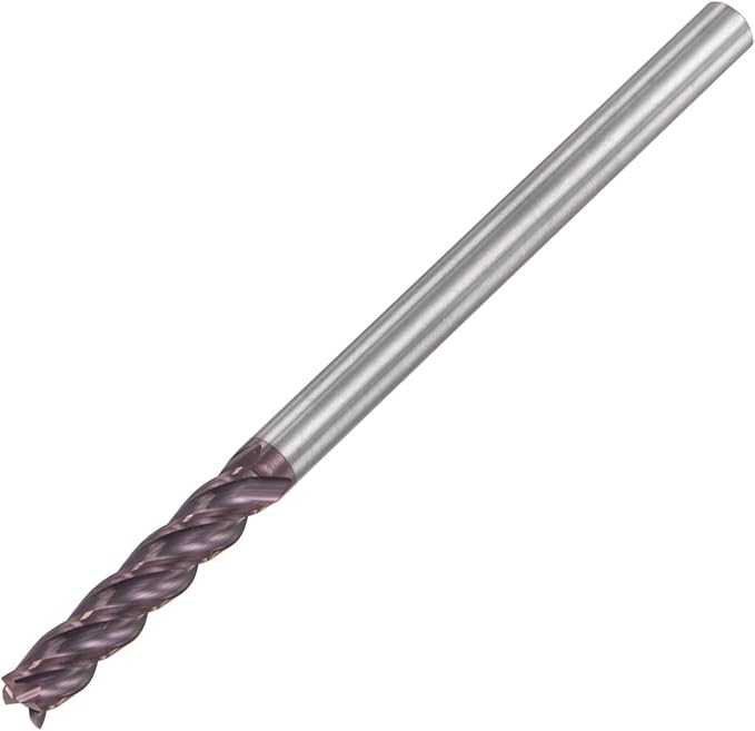 uxcell Square Nose End Mill, 6mm Tip Dia Solid Carbide AlTiN Coated CNC Router Bits 4 Flute Spiral Milling Cutter HRC55 with 6mm Shank 100mm (4-inch) Length