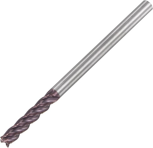 uxcell Square Nose End Mill, 6mm Tip Dia Solid Carbide AlTiN Coated CNC Router Bits 4 Flute Spiral Milling Cutter HRC55 with 6mm Shank 100mm (4-inch) Length