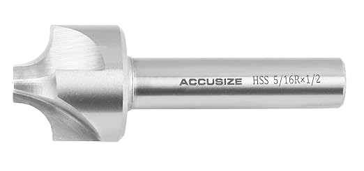 Accusize Industrial Tools Hss Corner Roudning End Mill, 5/16'' Radius, 1/2'' Shank Diameter, 1-1/8'' Largest Diameter, 3-1/4'' Oal, 1011-0512