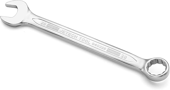 Jetech 28mm Combination Wrench - Industrial Grade, Chrome Vanadium Steel, Sand Blasted Finish, Precision-Machined 12-Point Opening, Off-Corners Design, 15-Degree Offset