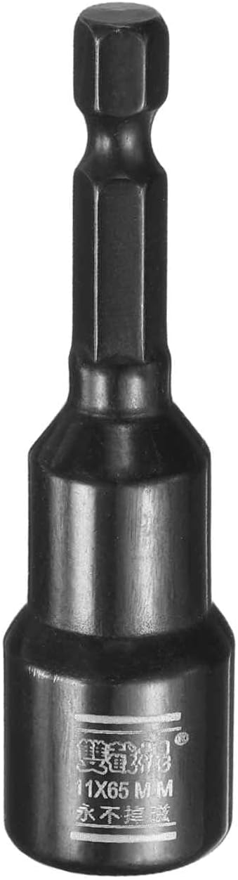 HARFINGTON Nut Driver Drill Bit 11mm Metric Socket 1/4" Hex Shank 2.6" (65mm) Long Magnetic 6-Point Sockets Quick Change CR-V Steel Bolt Setters for Power Drill Drivers