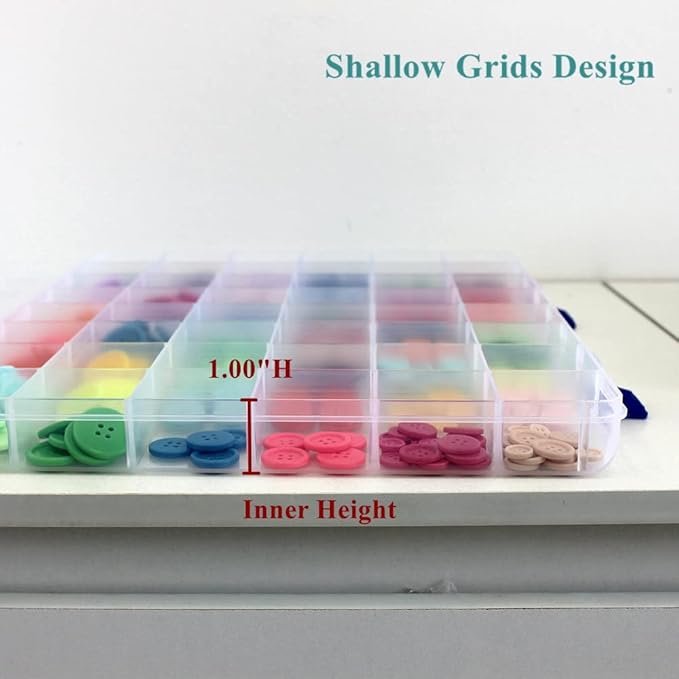 BangQiao 2 Pack Fixed 48 Grids Clear Plastic Divider Storage Box, Transparent Organizer Container Case for Bead, Button, Jewelry, Diamond, Craft, Small Parts, Sewing Kit竊똃IY Accessories