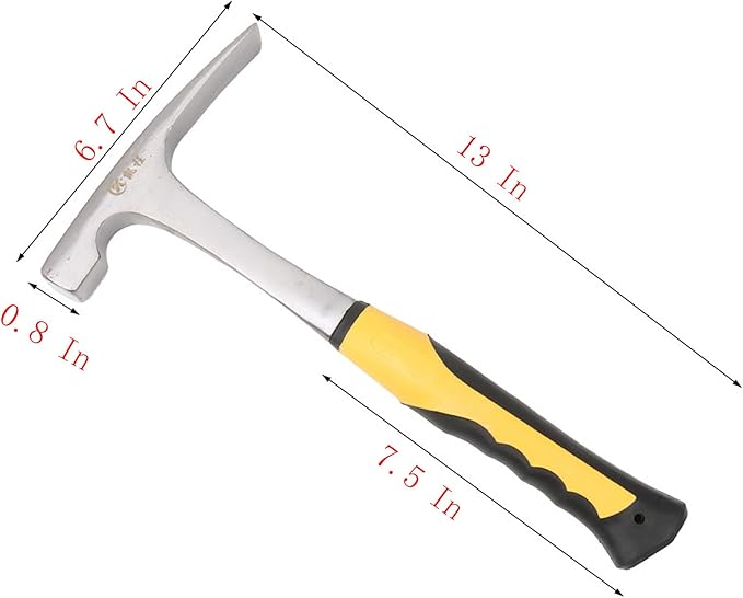 Geological Hammer with Shock Absorbing Handle, 31 Oz Big Flat Tip Hammer with PU for Rock Hounding, Geological Exploration(flat head)