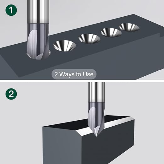ASNOMY 1Pc 1/4"(6mm) Carbide V Groove Router Bit 60 Degree Chamfer End Mill, 3 Flutes CNC milling Cutter end Mill Bits for CNC Carving and Chamfering