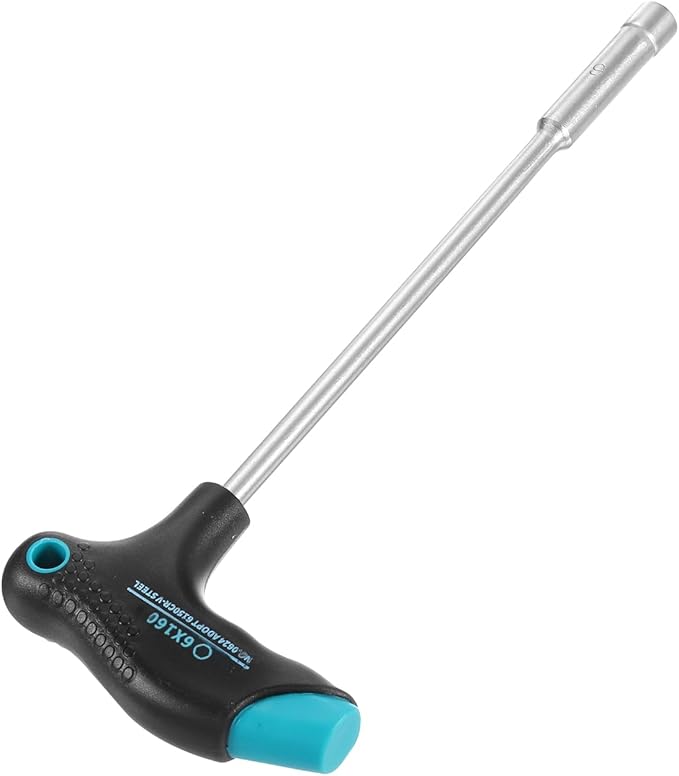 HARFINGTON T-Handle Metric Nut Driver 6mm Dia 215mm Shank 6 Point Hex Socket Screwdriver with Non-Slip Handle for Tightening and Loosening Fasteners