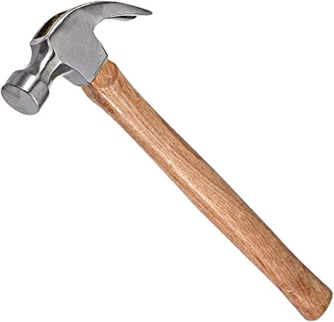 UToolmart 8.8 Ounce Claw Hammer - Forged Carbon Steel Head - Etched Solid Oak Handle for more durability