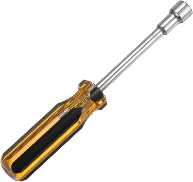 HARFINGTON Metric Hex Nut Screwdriver 9mm Carbon Steel Ergonomic PVC Grip Non-Magnetic Socket Wrench Screwdriver Hand Tool for Automotive Maintenance Home Improvement.