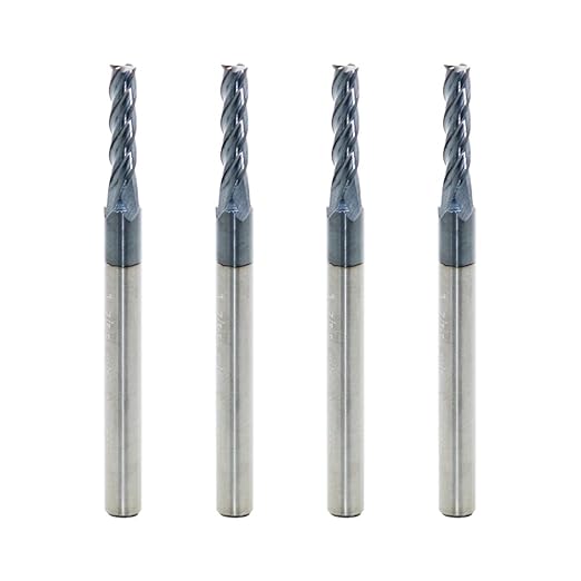 Carbide Square End Mill for Alloy Steels/Hardened Steels, 7/64" End Mill Bits, 4 Flute HRC 55 Deg AlTiN Coating, CNC Router Bits (4 Pcs)