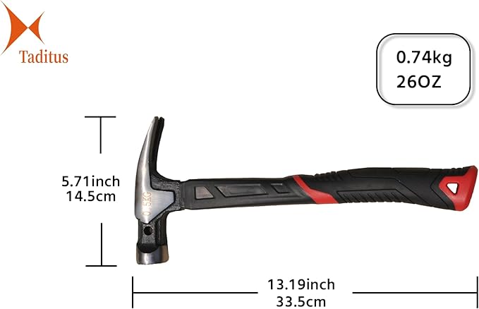 2-Piece Hammer Set, TPR Ball Peen 32 oz and Straight Claw 26 oz Hammers, Black