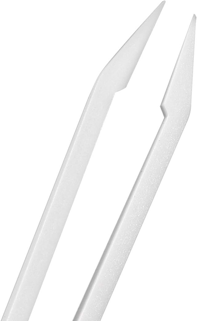 uxcell Plastic Anti-static Tweezers, Precision Slant Point Tip for Jewelry Craft DIY Beauty Electronics Repair Tool White 20 Pcs