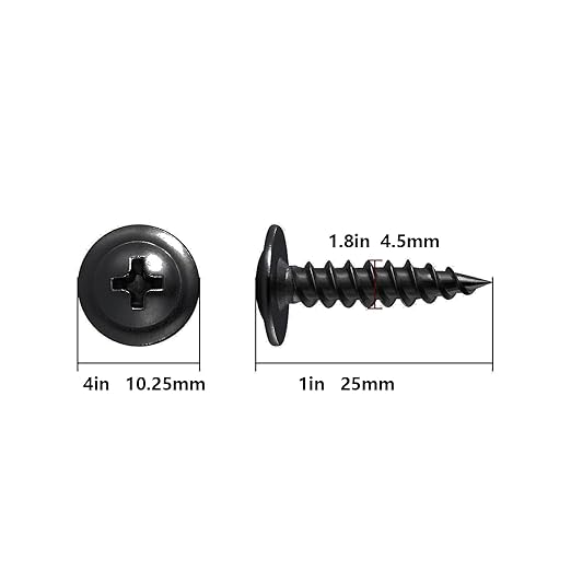 (200 pcs) Wensilon #10횞1" Black Phillips Truss Head Wood Screws Quick Metal Self Tapping