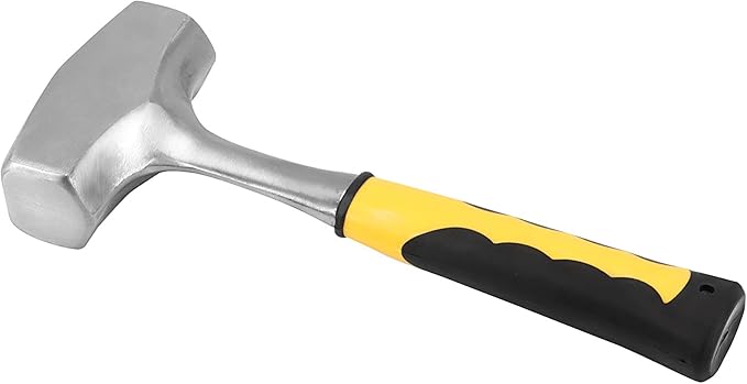 2 Pack 3 lb Sledge Hammer, Heavy Duty Club Hammer with Fiberglass Handle for Driving Stakes, Demolition Work, Cracking Rocks, Mining