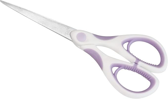 Multipurpose Stainless Steel Scissors 6.7" Purple Sharp Shears Comfort-Grip Scissors for Fabric Craft Office Supplies (Purple)